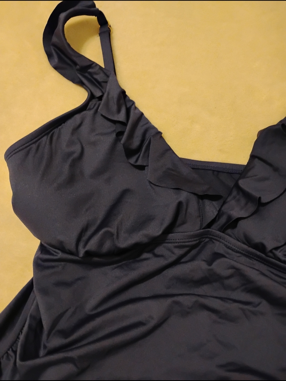 Sonnet Shores Womens Navy Ruffles Tankini Swimsuit Top Size 12